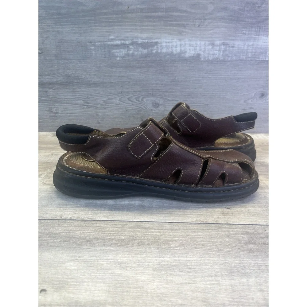 Earth Shoe Sandals Brown Leather Fisherman Sandals Strap Buckle Sz 13 Summer